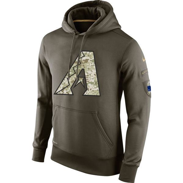 MLB Men Arizona Diamondback Nike Olive Salute To Service KO Performance Hoodie Green->arizona diamondback->MLB Jersey